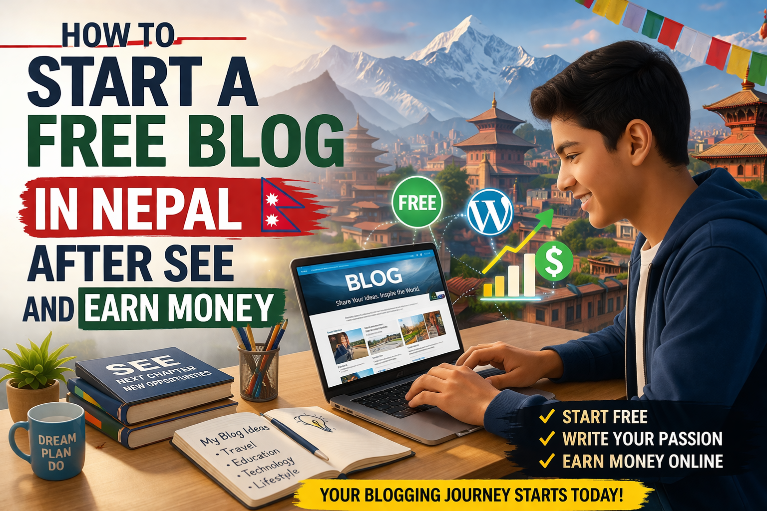 How to Start a Free Blog in Nepal After SEE and Earn Money
